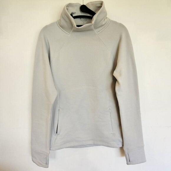 Athleta Altitude Polartec Funnel Neck Sweatshirt Size Petite Small Stratus Grey - Picture 1 of 9